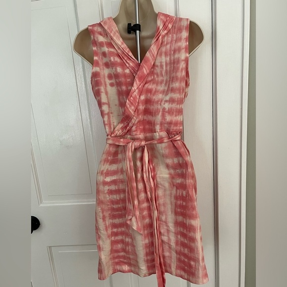 Calypso St. Barth Pink Shibori Dyed Wrap Dress Size Small Summer Linen Cotton - Picture 6 of 15